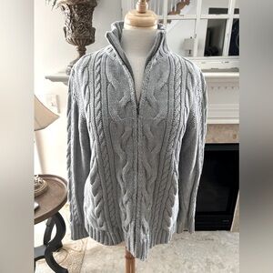 L L Bean Cable Knit Cardigan Sweater